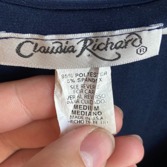 Claudia Richard Dark Blue Ruffle Short Sleeve Blouse - Picture 3 of 4